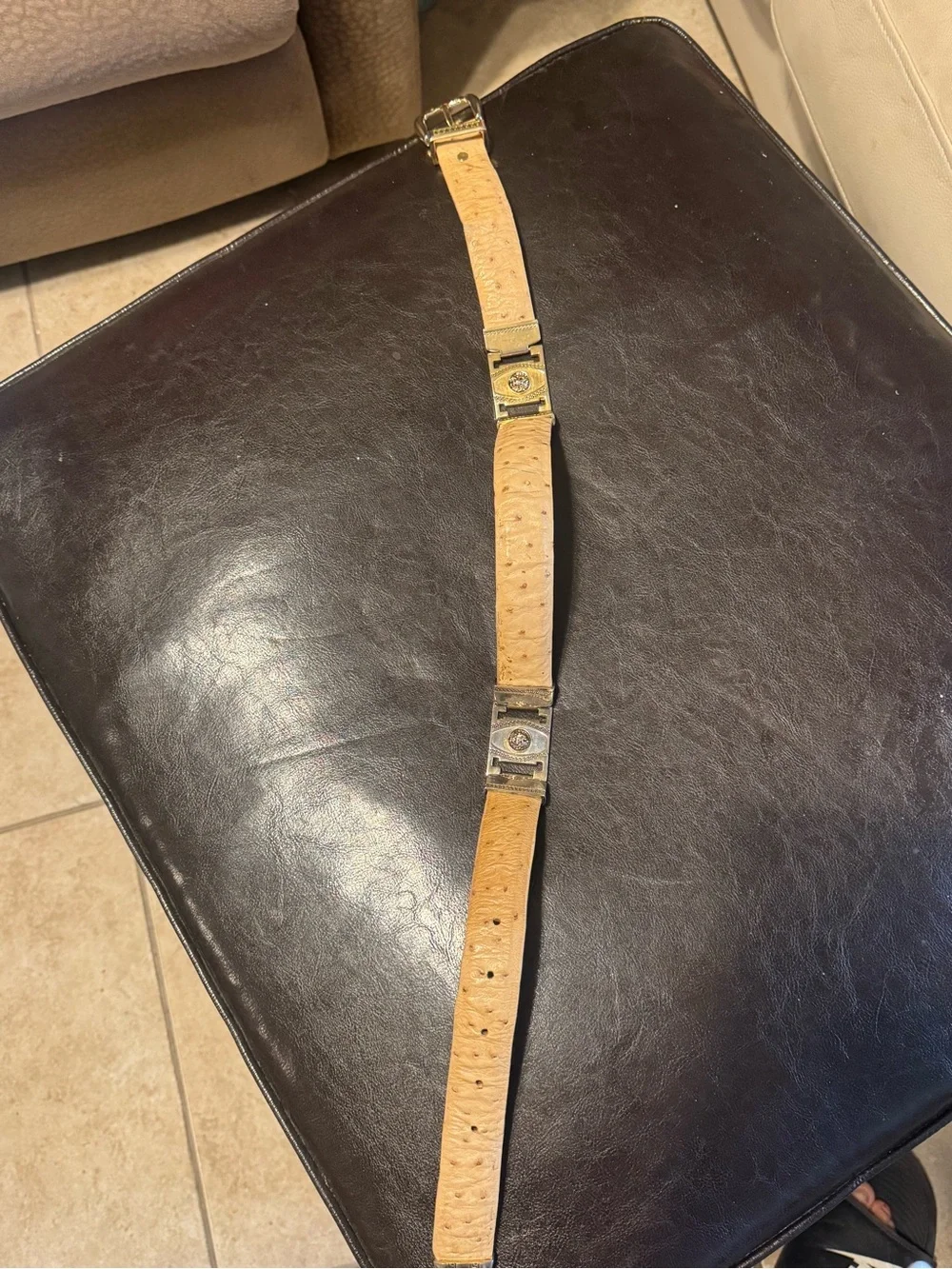 Kids Versage Leather Dress Belt with Gold Buckle